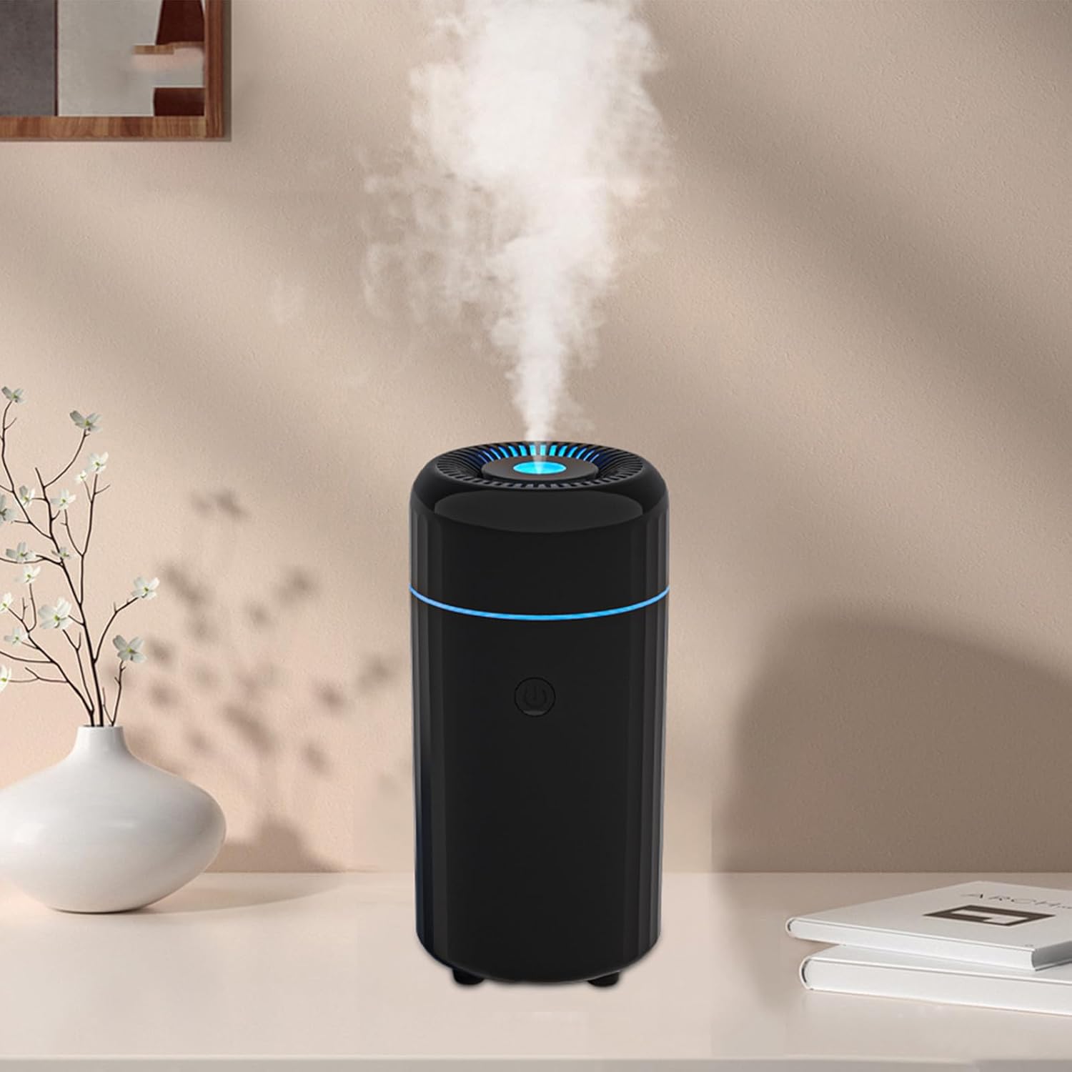 Car Aromatherapy Machine Humidifier Car Aromatherapy Machine 7 Lights Car Aromatherapy Machine Portable 100ml Cold Mist Diffuser Type-C Interface/1103 (Color : Black)