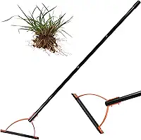 Cortador de grama de ervas daninhas, cortador manual de ervas daninhas afiado com lâmina de aço afiada serrilhada de dois gumes, ferramenta manual de corte de chicote de grama para ervas