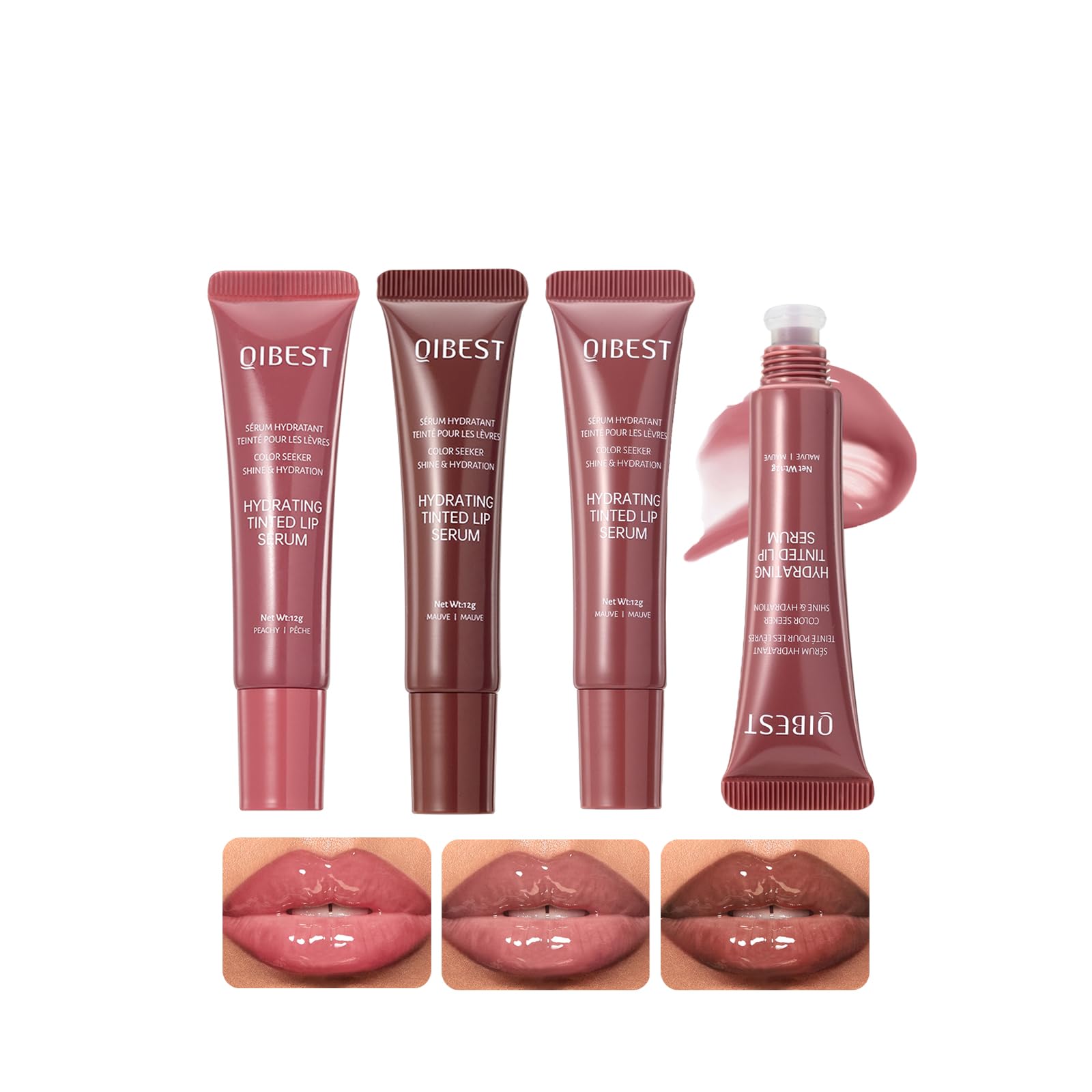 3 Colors Hydrating Lip Gloss Lip Jam, High Shine Glass Finish Glossy Plumping Nude Colors Lipgloss, Lip Jelly Liquid Lipstick for Women