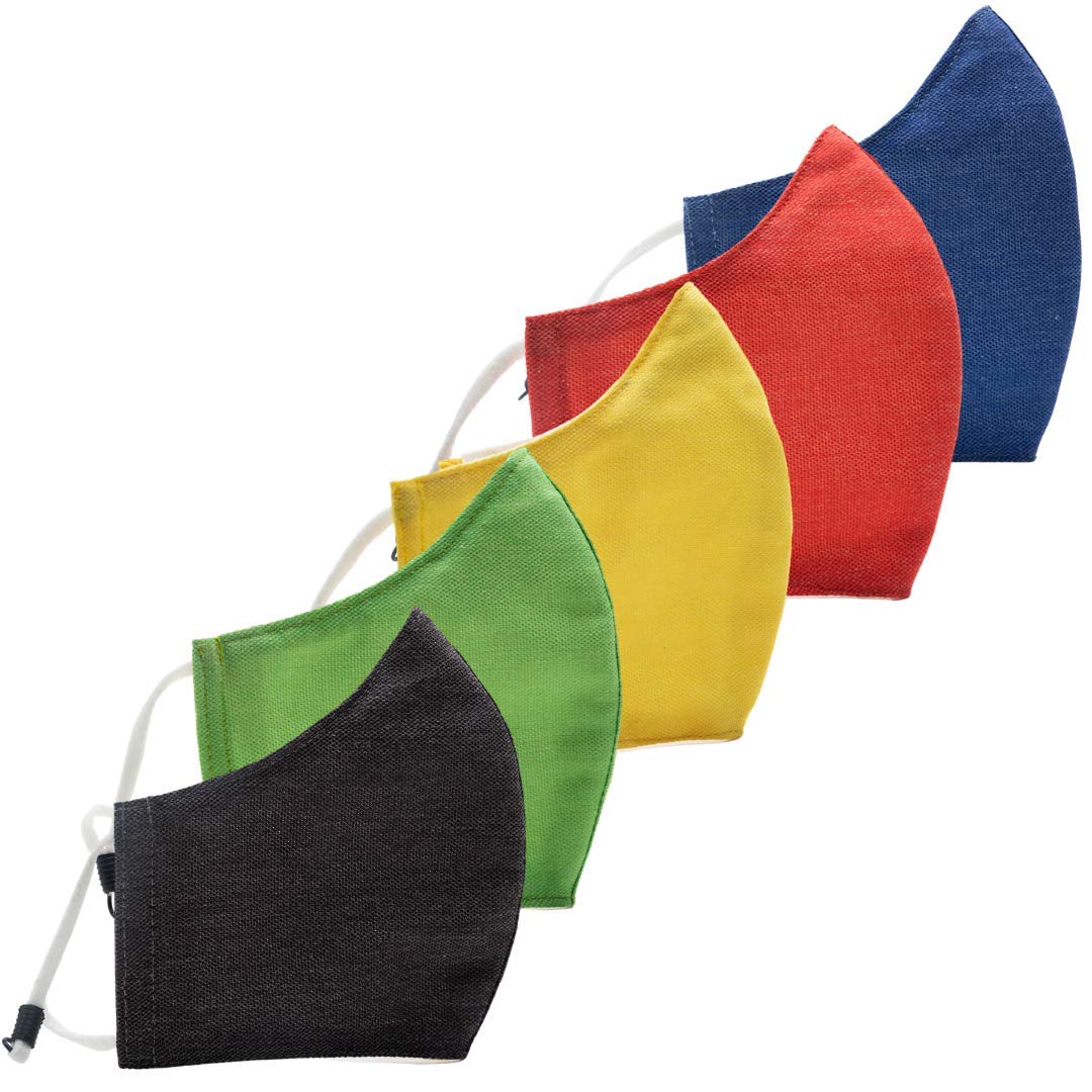 Unisex Cotton Set Of 5 Multi Colour Xl Size Protective Face Mask With A Pocket And Nose Wire | Extra Large Size-image-24