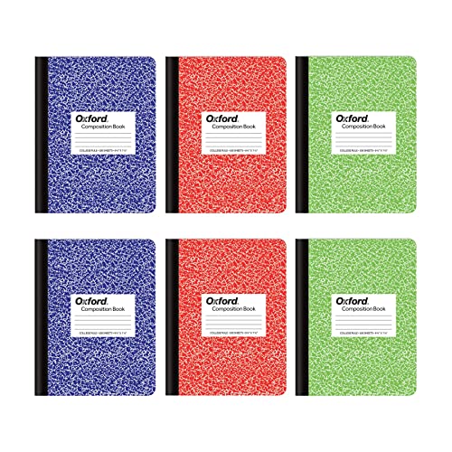 Oxford Composition Notebook 6 Pack, College Ruled Paper, 9-3/4 x 7-1/2...