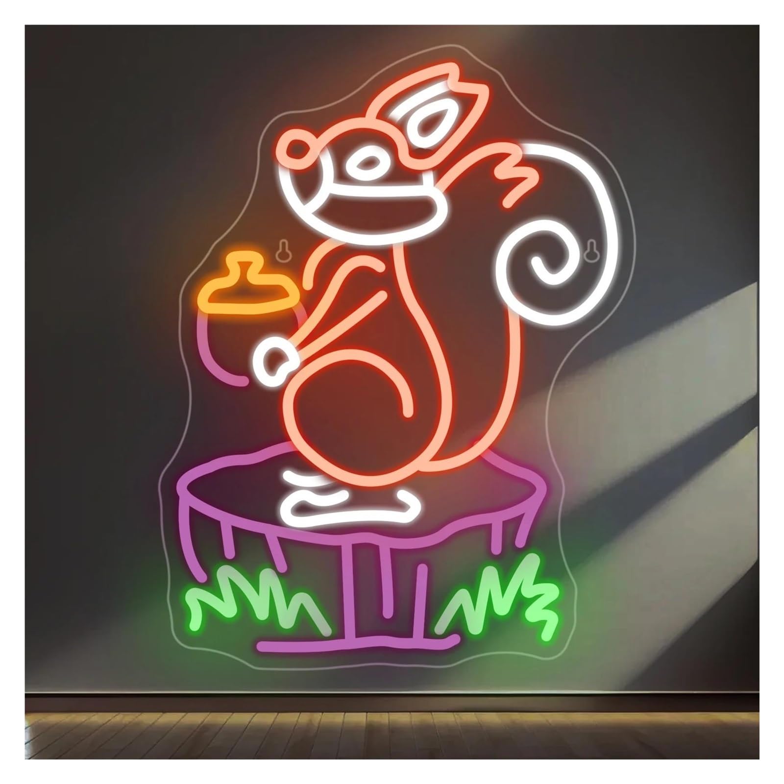 Décor Mural Lumière Enseigne Au Néon LED Écureuil, Décoration Alimentée Par USB Pour Chambre D'enfants Et Restaurant Familial 32cm×42cm