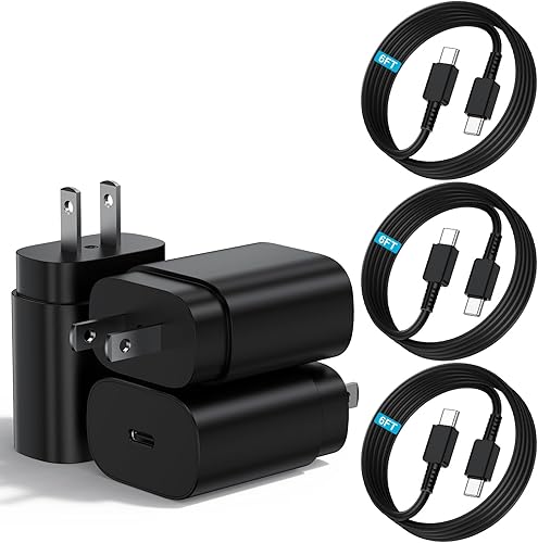 Cargador tipo C, cargador de pared USB C de 25 W PD de carga súper rápida, paquete de 3 y cable de carga USBC de 6 pies para Samsung Galaxy S23 disponible en Yaxa Venezuela
