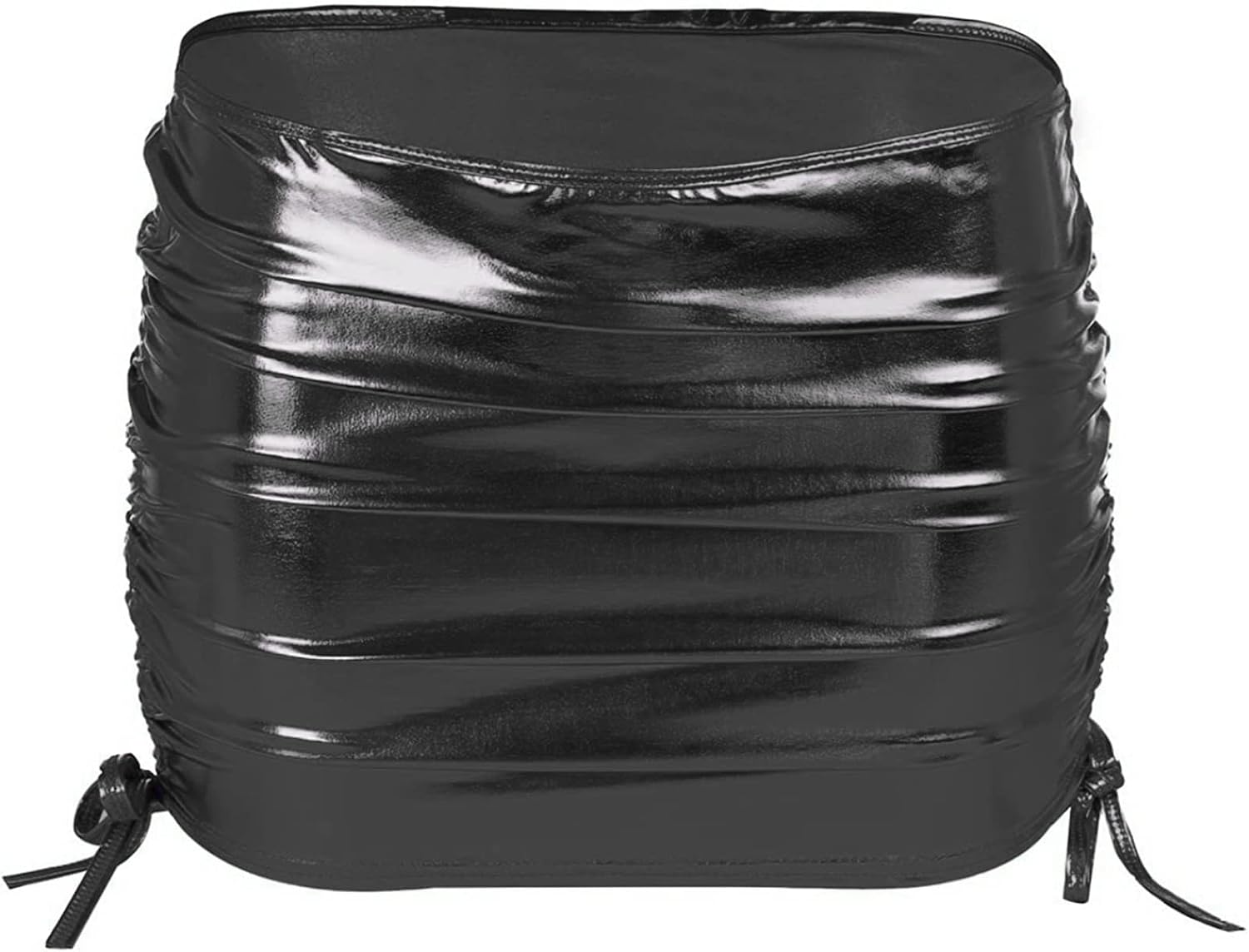 Shiny Metallic Skirt for Women Pleated Bodycon Mini Skirt Dance Clubwear