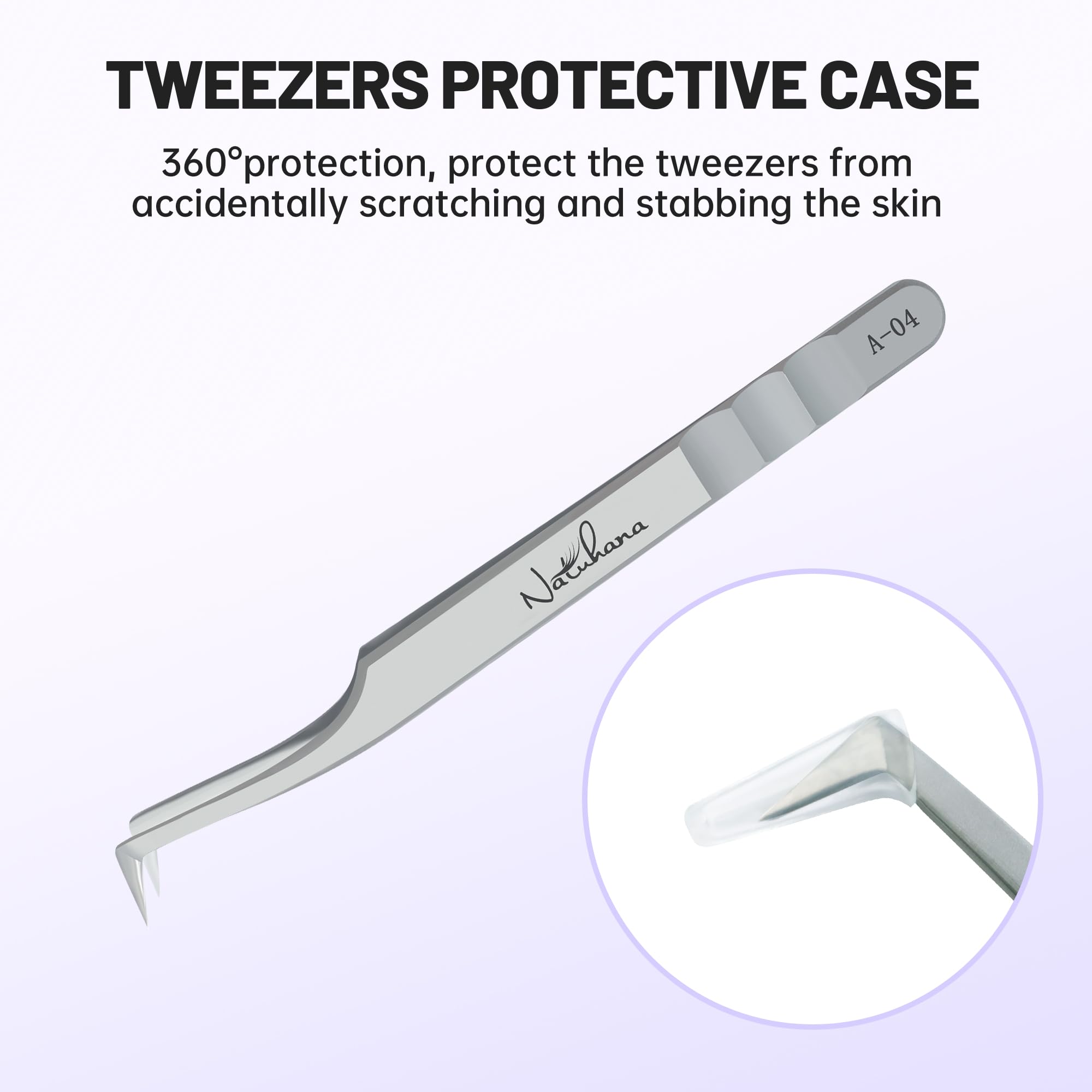 Pinzetta Extension Ciglia Professionale in Acciaio Inossidabile di Alta Qualità Antiscivolo Punta Curva Pinzette Antistatiche Eyelash Volume Tweezer(Argento, A-04)