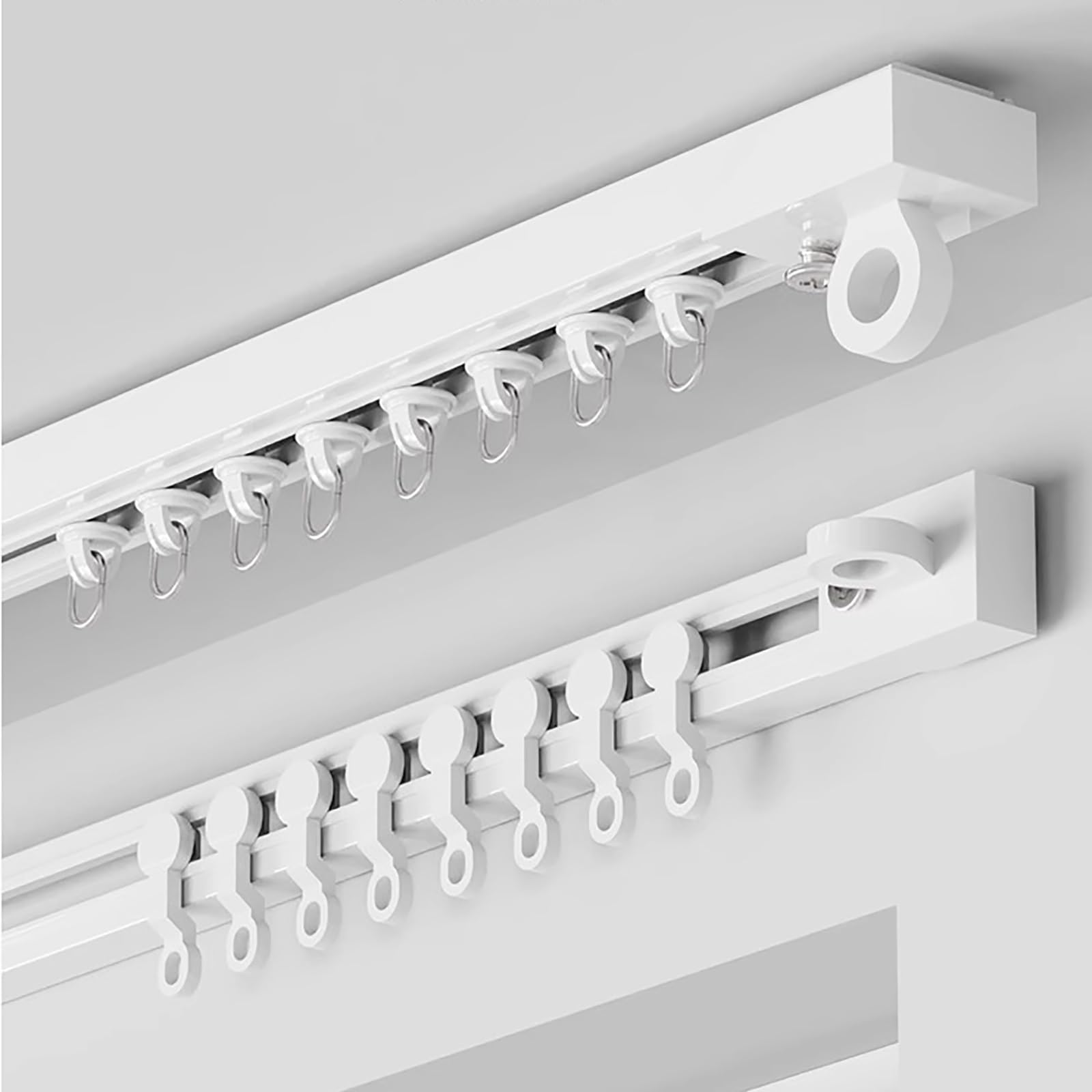 Système de tringle à rideaux adhésive, sans perçage, pour séparateur de pièce, 380 cm, blanc, facile à installer, solution peu encombrante