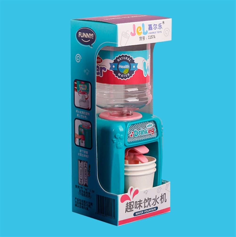 Children's Play Fun Mini-Q Meng Drinking Fountains Duck Toy Electric Sound And Light Simulation Kitchenware (Color : Fun blue water dispenser)