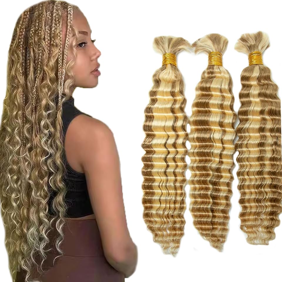 14 14 14 Inch P27/613 Highlight Blonde Human Braiding Hair for Boho Braids