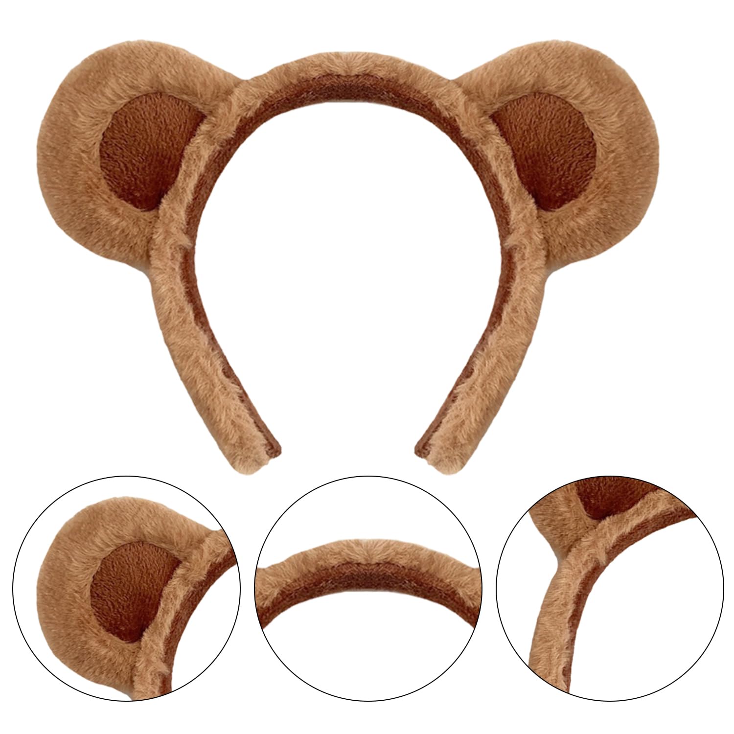 HIXNUG 3Pcs Bear Ears Headband Brown Plush Animal Hair Hoops Cute Alice Headband Animal Party Costume Accessories - Image 2