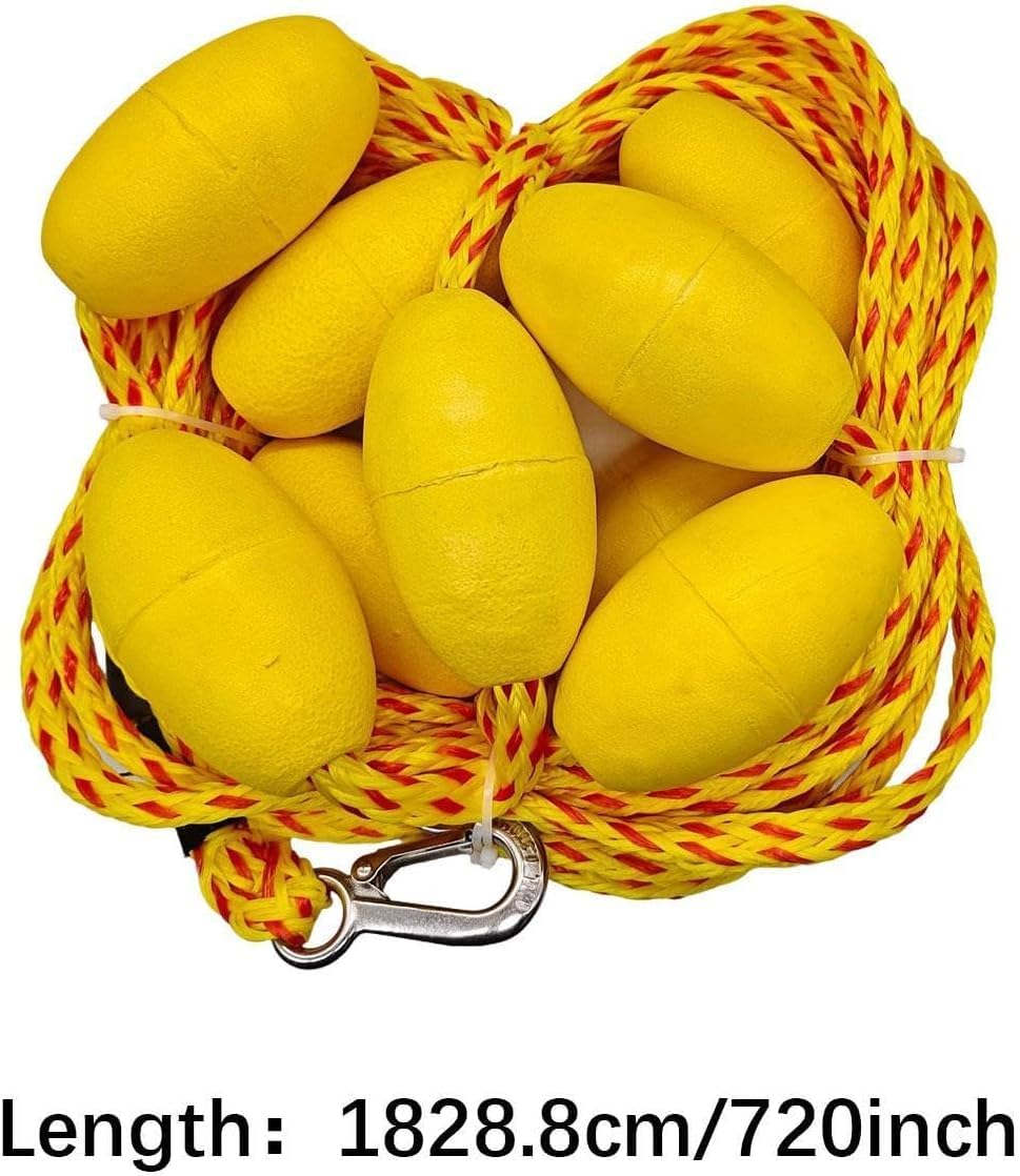 Corda da Traino Resistente da 18 Metri (60 Piedi) con Galleggianti E Ganci per Tubing, Sport Acquatici E Nautica - Accessorio Durevole per Divertimento Sicuro in Acqua.