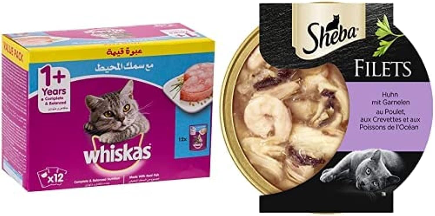 Sponsored Ad – Oceanfish 80G Pack Of 12, Purple, 430440, Catfood and Sheba Cig Filets Chicken Shrimp Tuna Wet Cat Food 60g, Dome