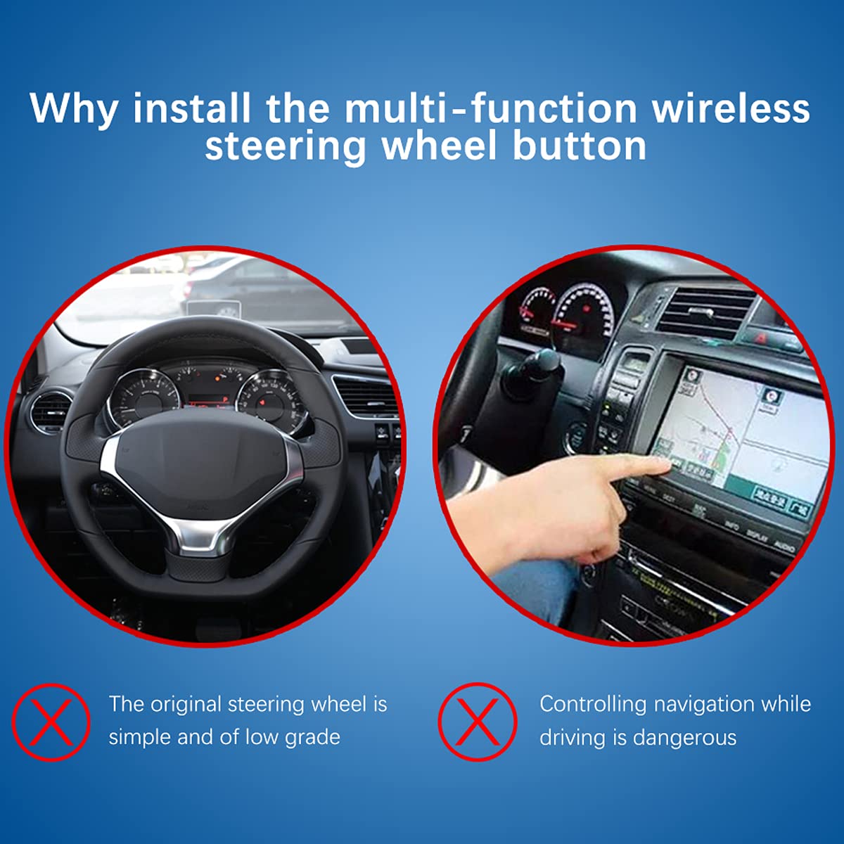 Télécommande Universelle Bouton de Volant de Voiture télécommande de Navigation de Voiture DVD/2 Din Android/Windows Bluetooth sans Fil