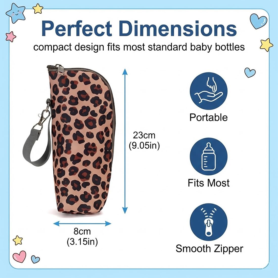 2 Pezzi Termos Biberon Neonato Porta Bottiglia Termico Porta Pappa Borsa Termica Portatile Per Biberon E Bottiglie Grande Capacit脿 Per Biberon Per Passeggini (Stampa Leopardata + Mucca)