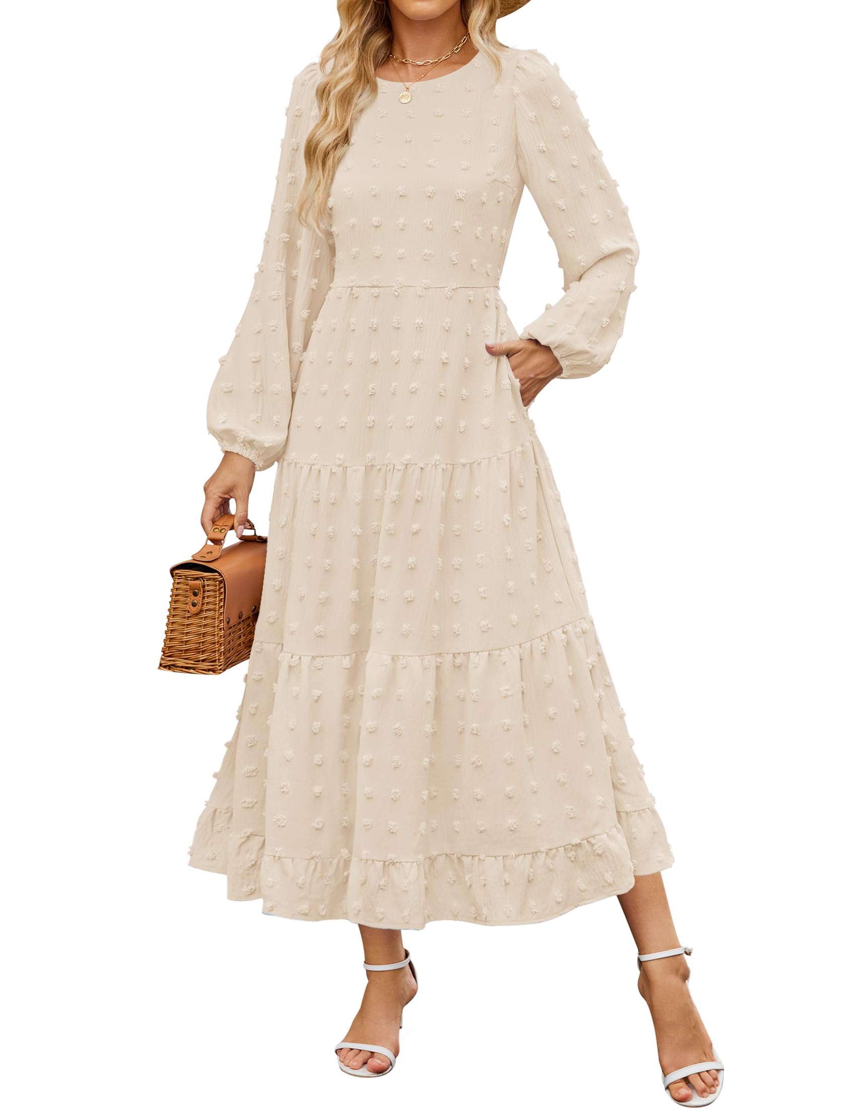ZESICA Swiss Dot Maxi Dress