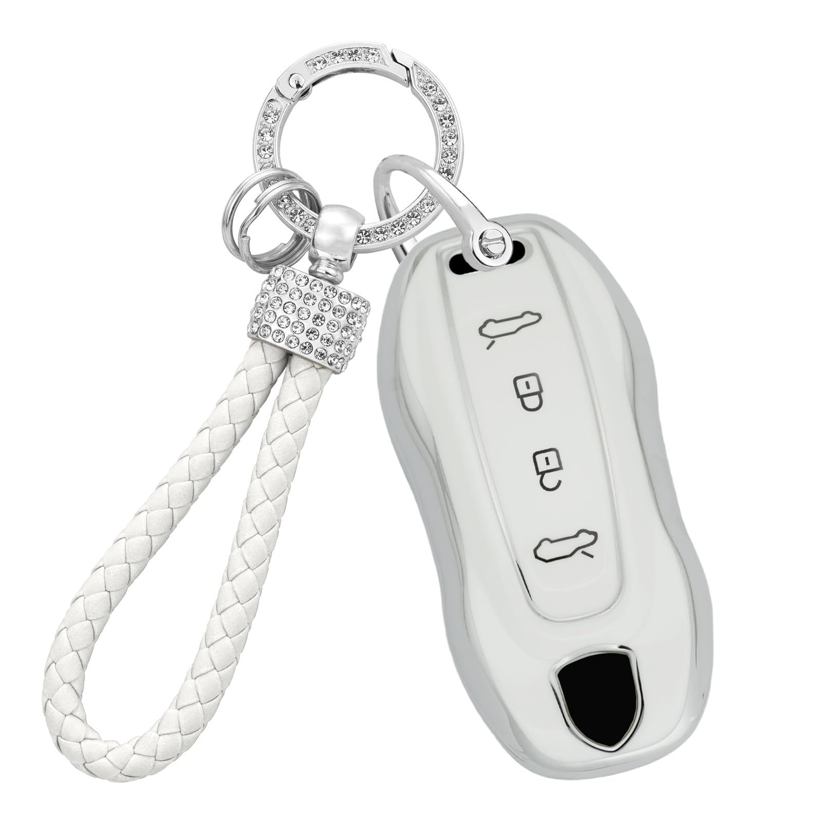 Key Case Key Case Compatible with Porsche Macan Turbo 4 EV Electric Model 2024 2025 Taycan 2022 TPU Protective Case Key Cover Accessories Key Case A-Black