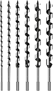 SD FACTORY Long Drill Bits for Wood,Auger Drill Bit for Soft and Hard Wood,12-Inch, 1/4"-7/8" Inch Hex Shank,Auger Drill Bit for Plastic,Drywall,and Composite Materials,6Pcs Set