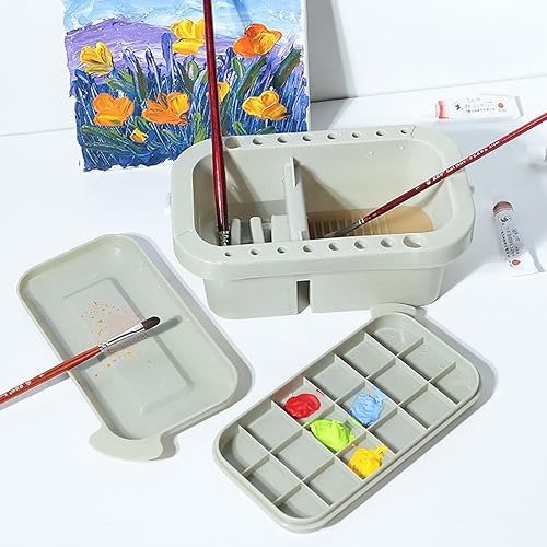 Miniatura 5 de ZLY Limpiador de pinceles de pintura con 10 pinceles de pintura, soporte para pinceles y organizadores con paleta para acrílico, para acuarela y