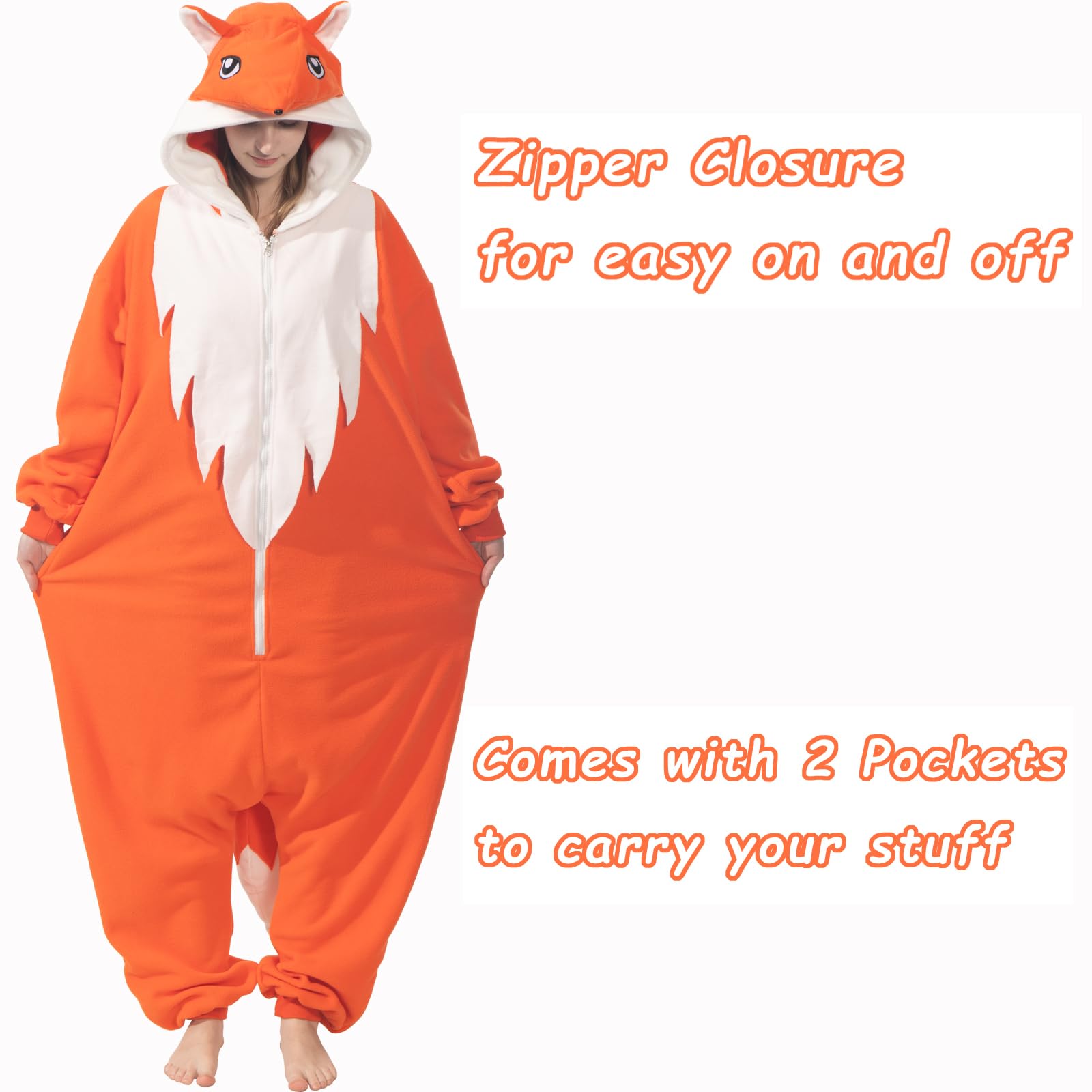 Disfraz de zorro para adultos, disfraz de Halloween, pijama de animal acogedor, traje de cosplay de una pieza para mujeres y hombres