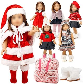 Oct17 Doll Clothes for American Girl 18” inch Dolls Wardrobe Makeover Outift Christmas Santa Casual Dress Boots Bundle - Buy now