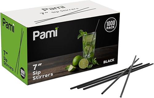 PAMI 1000 Pajitas Desechables de Plástico para Cóctel con Palitos Agitadores, Agitadores de Café para Bebidas Calientes y Frías, Ideales para Bares