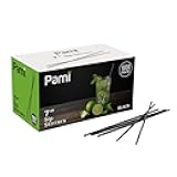 PAMI 1000 Disposable Plastic Cocktail Straws Stir Sticks, Coffee Stirrers for Hot & Cold Drinks, Ideal for Bars and Home (Black 7'')