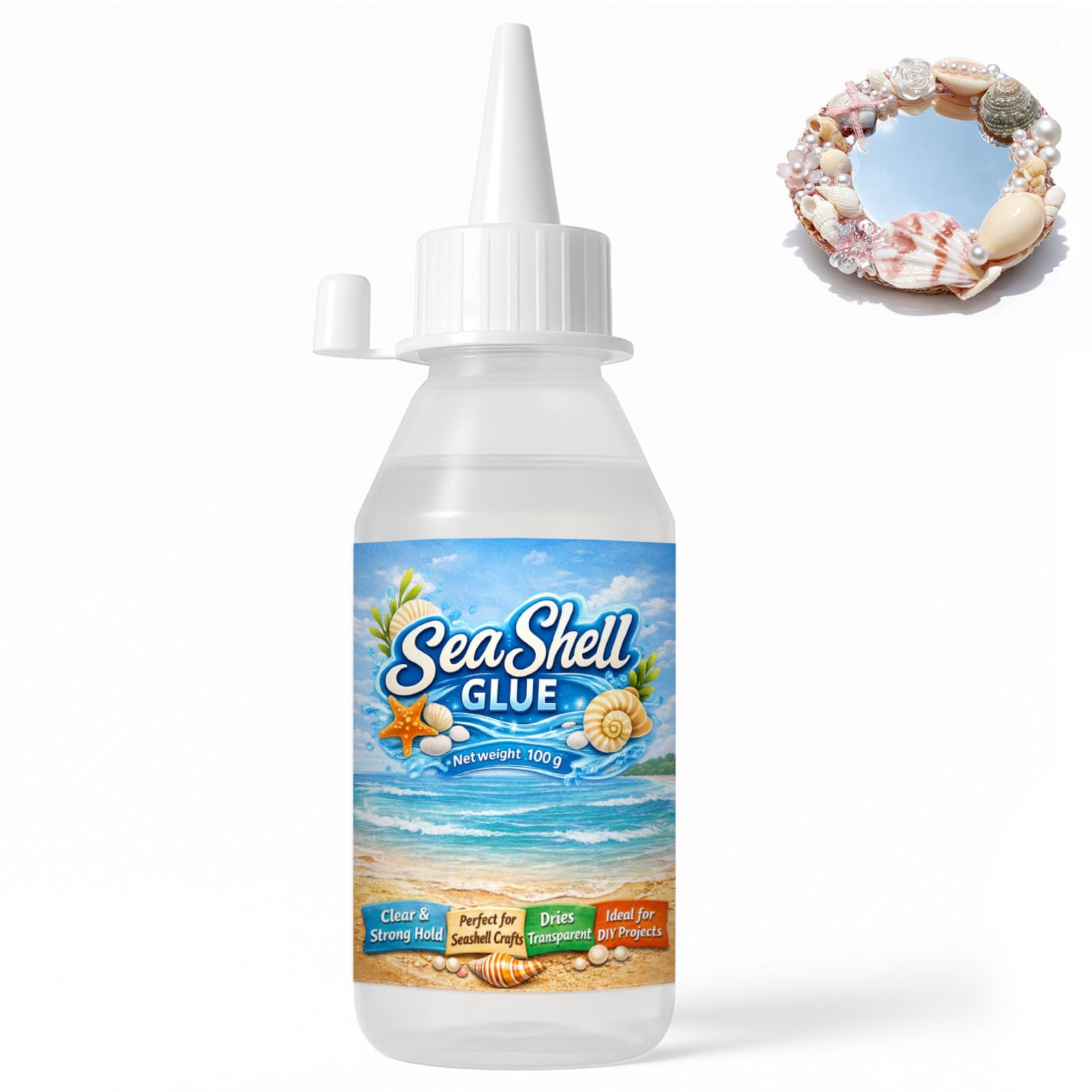 Photo 1 of 100ml Sea Shell Glue for Crafts, Strong Clear Glue for Shell to Metal Plastic Wood Acrylic Bonding, Waterproof Fast-Drying & No Residue, Ideal for Hobbyists & Crafters
