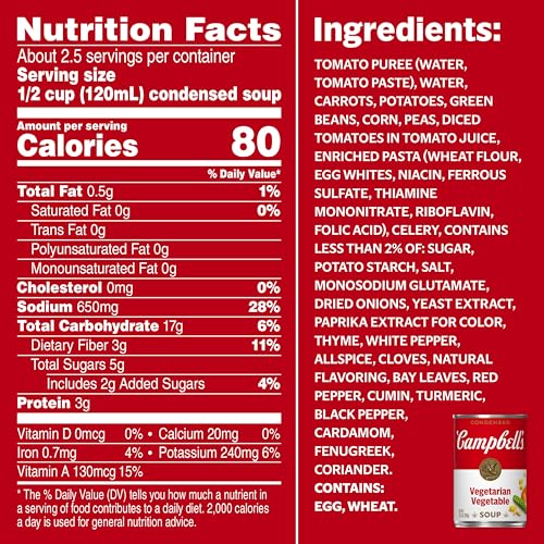 Image of Campbell's Condensed Vegetarian Vegetable Soup, 10.5 Ounce Can (Pack of 2)