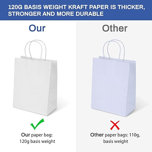 Miniatura 10 de TOWRAP Bolsas de papel marrón con asas, 25 unidades, 8 x 4.25 x 10.5 pulgadas, bolsas de regalo de papel kraft a granel, bolsas de compras, bolsas