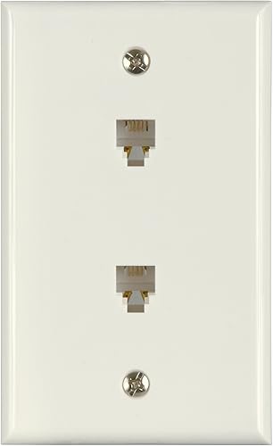 AmerTac - Zenith TW1002DW TW1002DW Placa de pared doble para teléfono empotrada, accesorio de teléfono fijo blanco