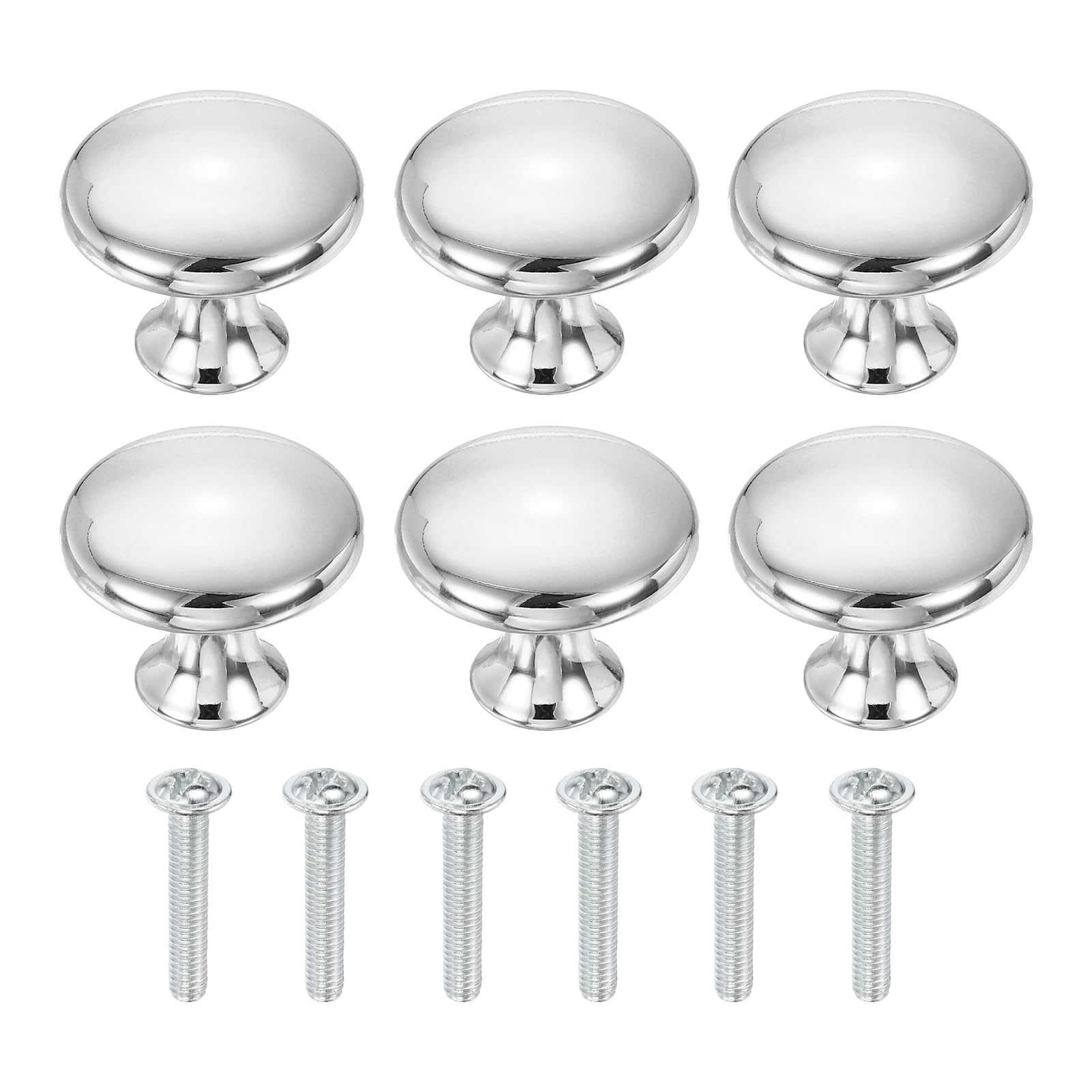 sourcing map Cabinet Knobs 1-3/16" 30mm Dia Drawer Knob Silver 6Pcs — image 1