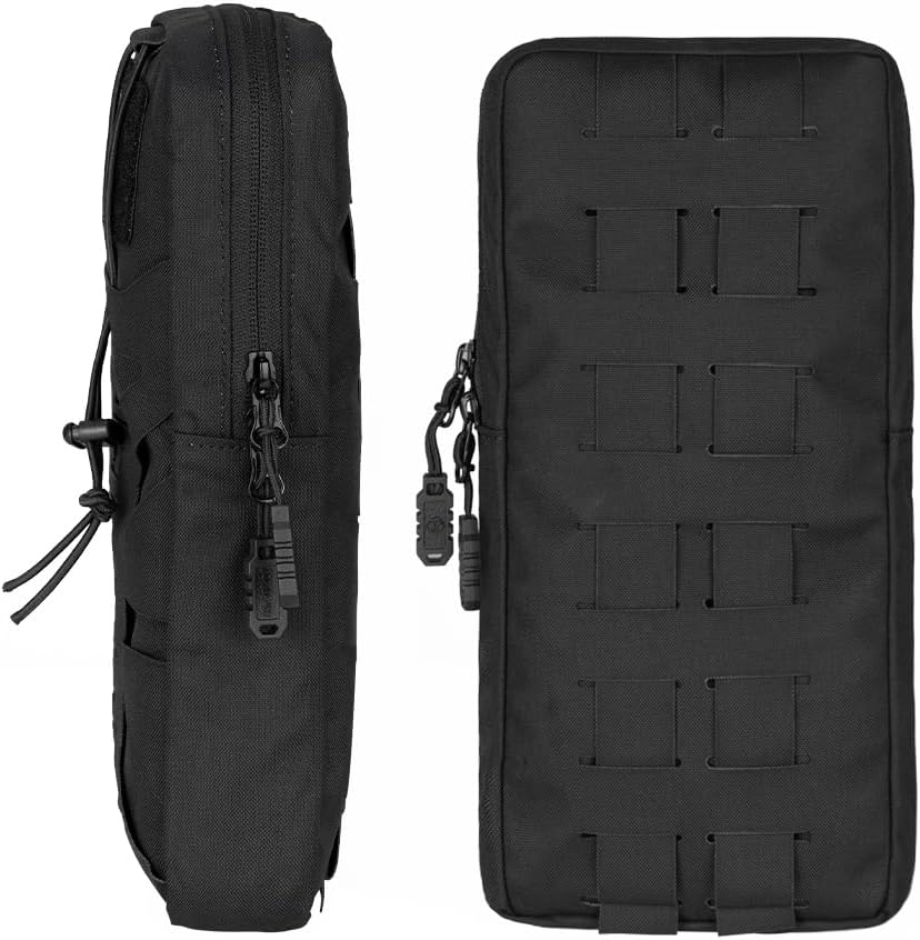 Tactical Hydration Pouch with Inner Bladder for 1L Water Bag Laser Cut MOLLE Hydration Pouch for Hiking Biking Running and Climbin 500D Nylon