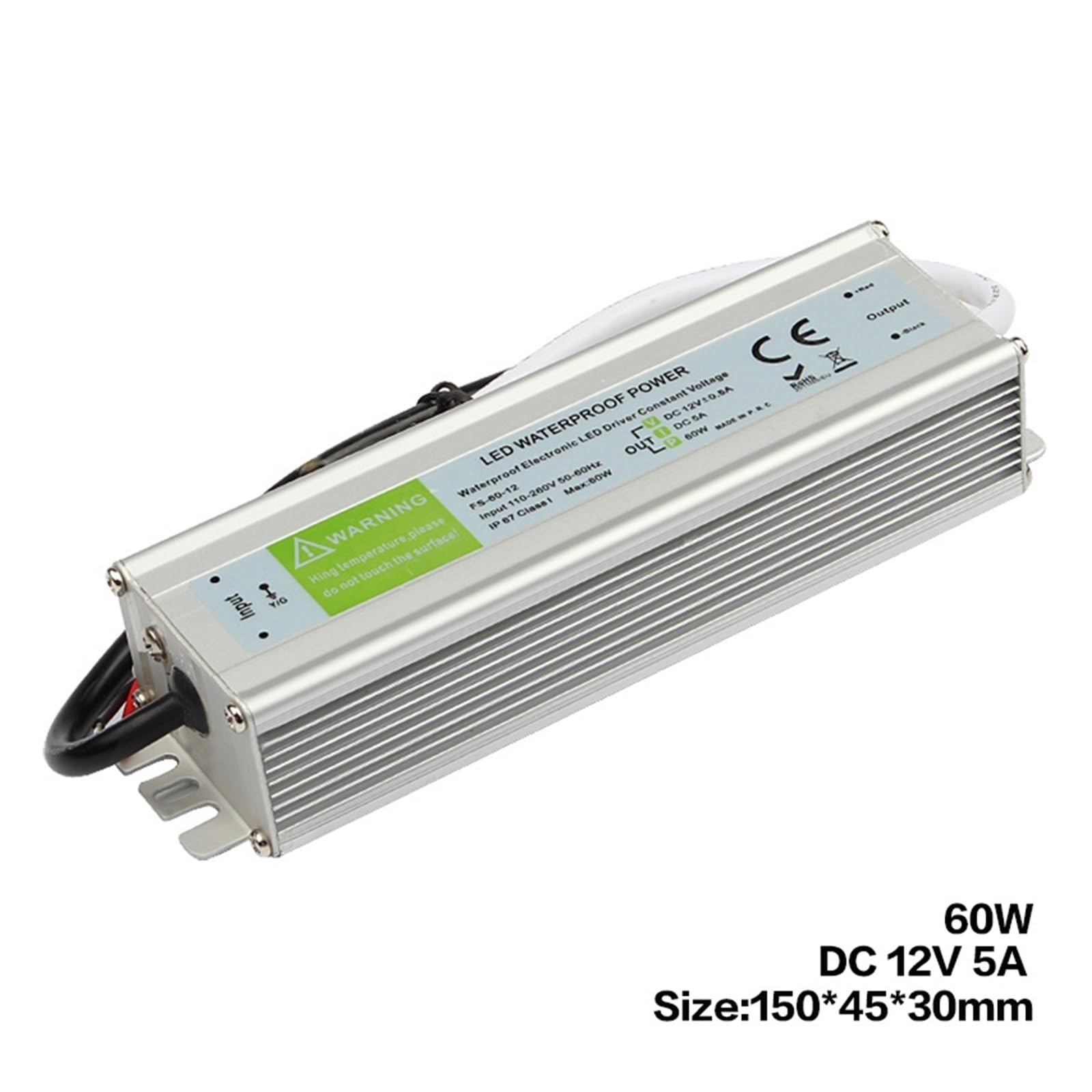 AC110V-260V a DC12V/24V 10W 20W 30W 50W 80W 100W IP67 trasformatore LED impermeabile alimentatore elettronico in lega di alluminio(10W,DC 12V)