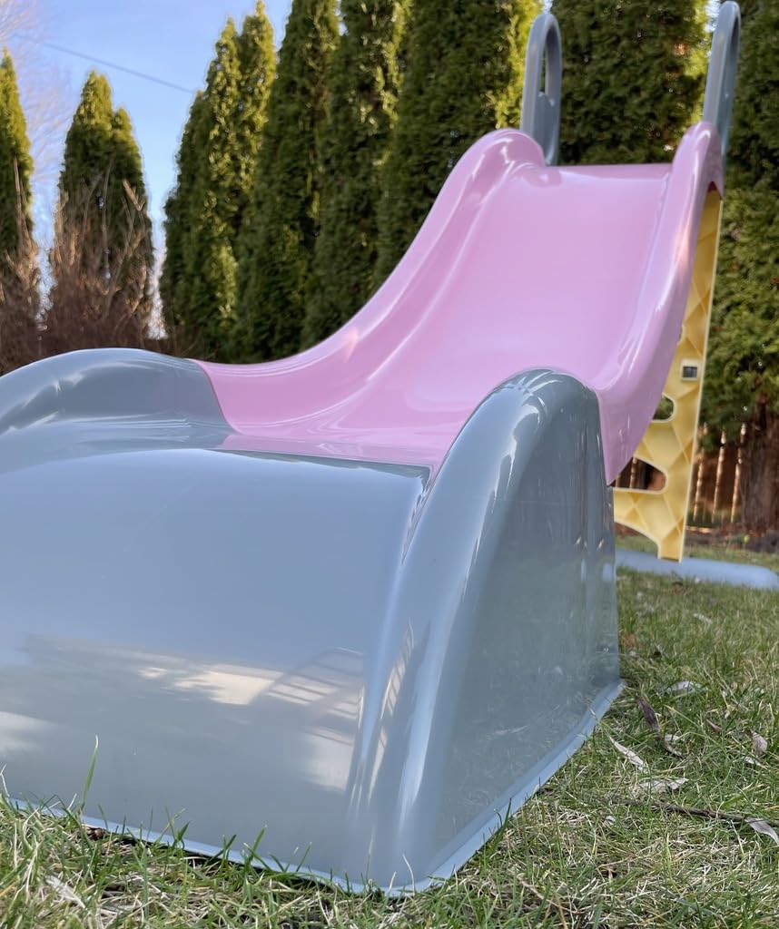 Mochtoys Rutsche für Kinder - 180 cm Lange Innen und Außen UV-Beständig, Große Gleite Für Kinder, Wasseranschluss, Rutschbahn, Rosa/Grau