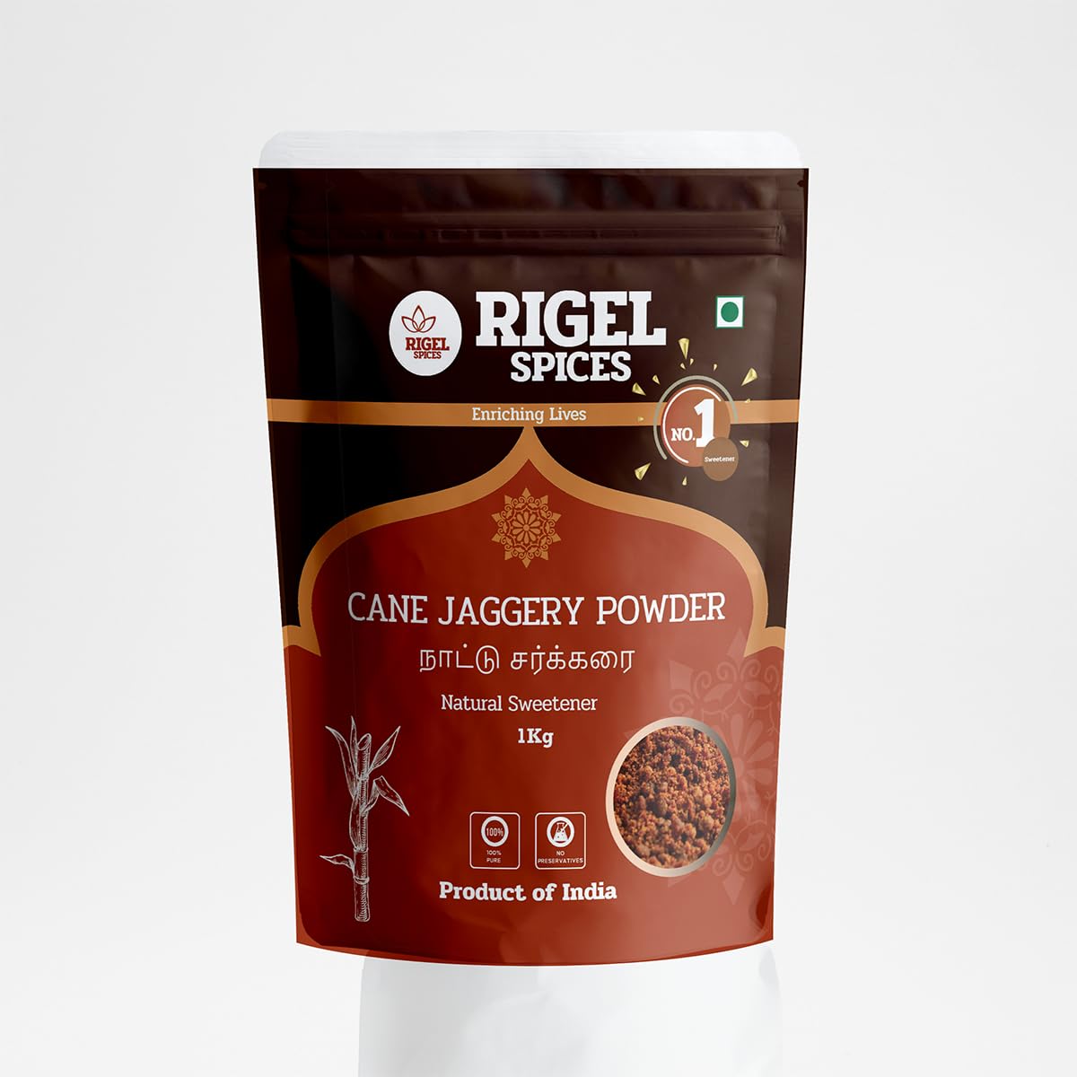 Rigel Spices | Cane Jaggery powder | Nattu Sakarai | Natural Sweetner | No Preservatives | No Added Flavors (1 KG)