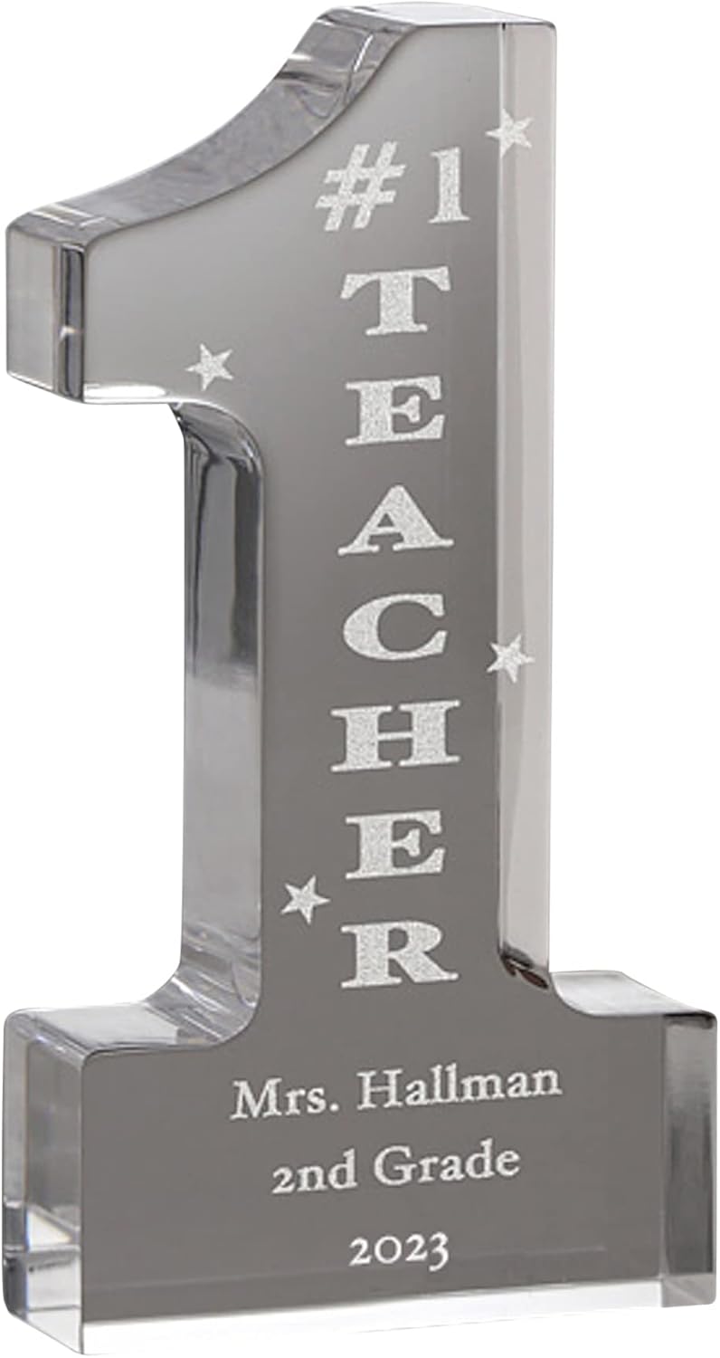 Personalization Universe #1 Teacher Personalized Keepsake - Acrylic Desk Accessories - Teacher Appreciation Gifts - Unique Office Decor - Thank You Teacher Gift - Ideal for Home/School Display
