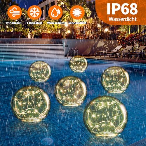 Solar Unterwasser Lampen Set - 3 Stück IP68 Teichbeleuchtung Warmweiß