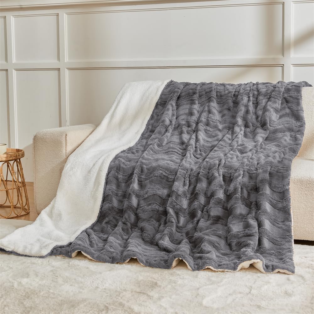 Heated Blanket Twin Size, Warm Soft Faux Rabbit Fur Electric Blanket with 6 Heating Levels & 10 Hours Auto-Off, Fast Heating & Over-Heat Protection, Machine Washable - Grey, 62”x 84” - Image 8