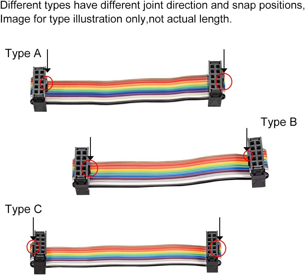 uxcell IDC Rainbow Wire Flat Ribbon Cable 10 Pins 66cm Length 2.54mm Pitch Type-B