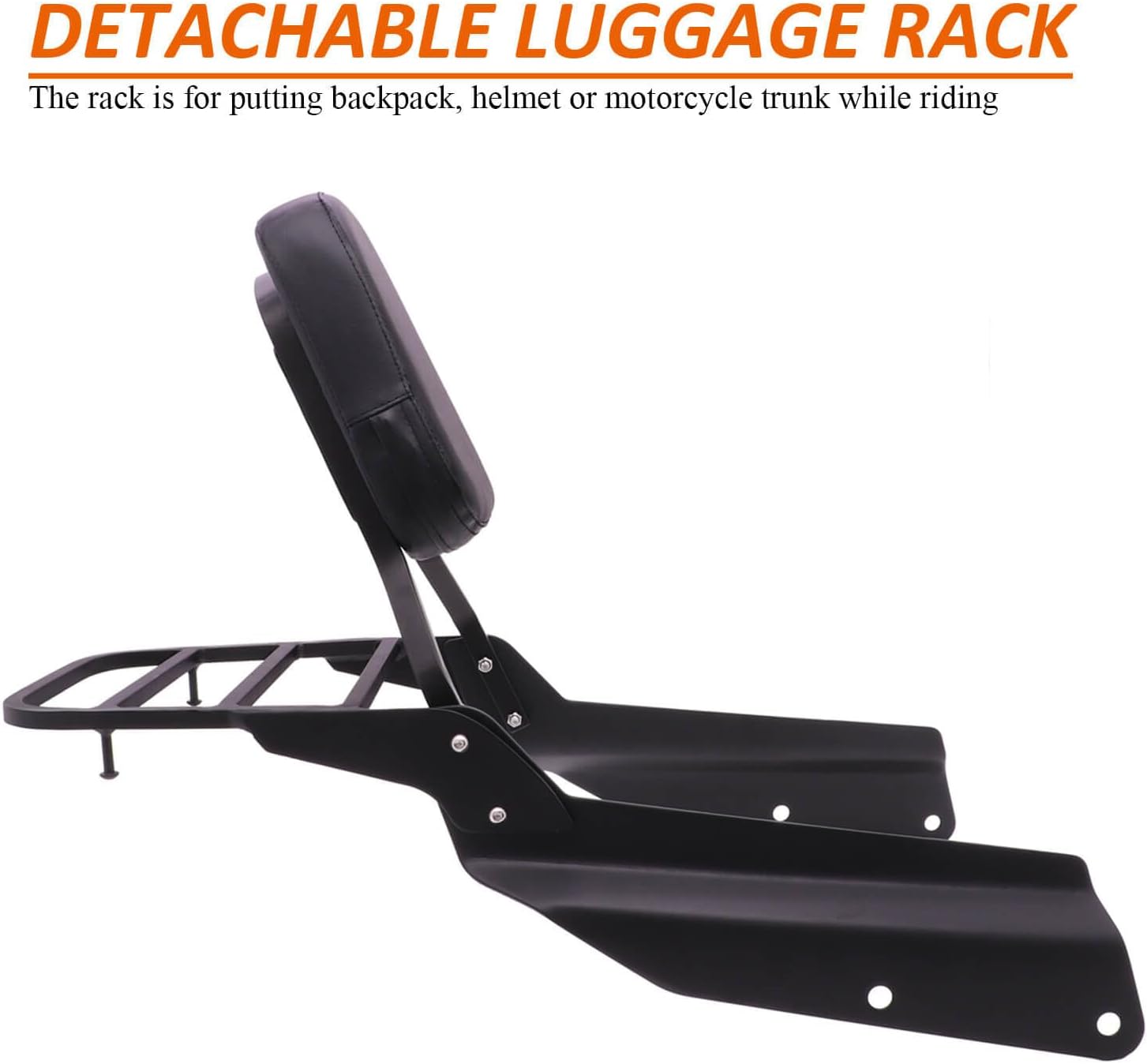 Passenger Sissy Bar with Luggage Rack Rear Backrest for Honda VTX1300 VTX1800 N/R/S/T Model 2002-2009, Black