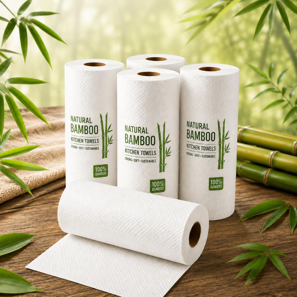 Reusable Bamboo Kitchen Towel Roll – Ultra-Absorbent Multi-Purpose Cleaning Cloths | 2000 Washable Eco Friendly Kitchen Wipes | Sustainable Paper Towel (1 Roll - 20 Sheets)-image-38