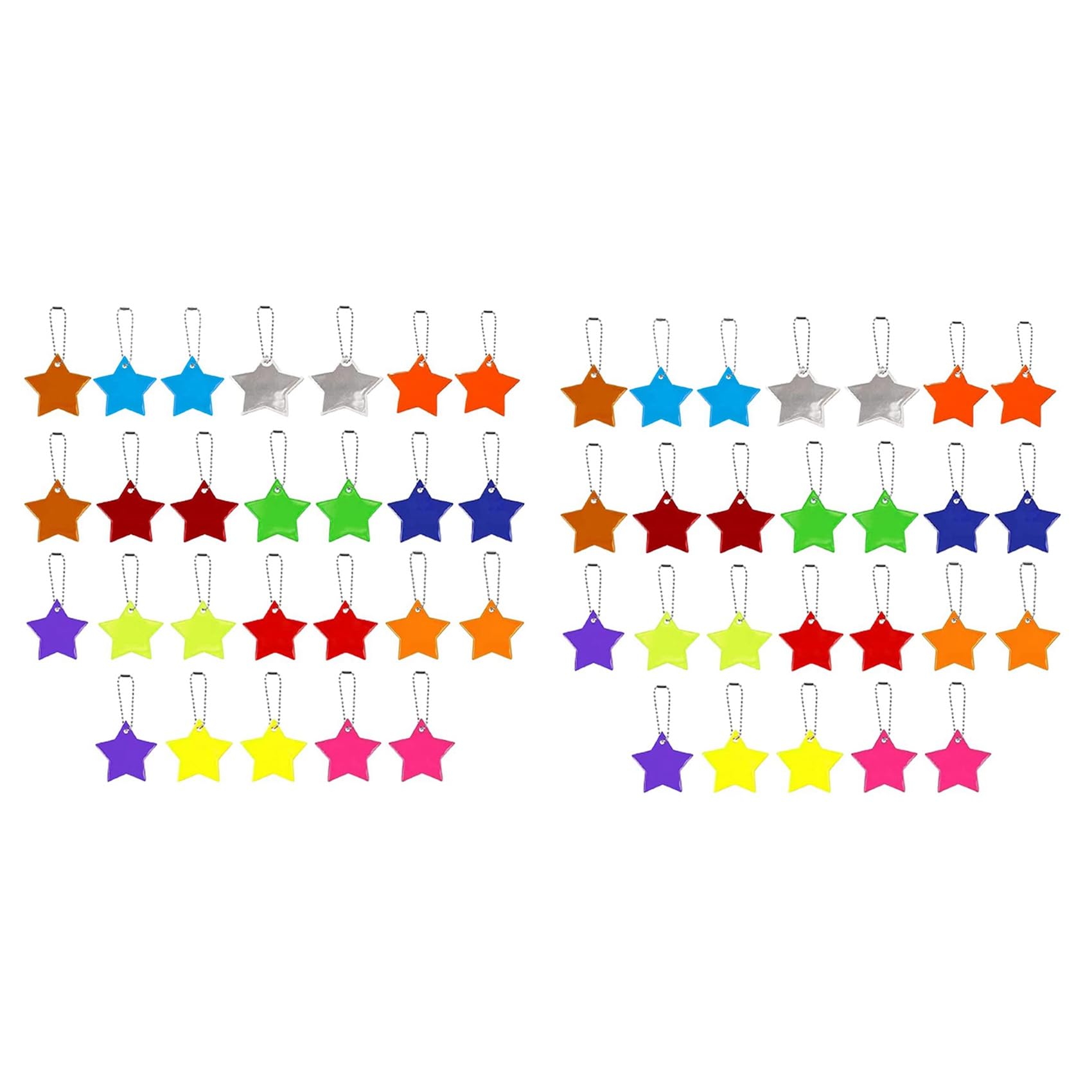 Reflector de seguridad de estrella con 52 piezas de llaveros colgantes reflectantes para mochilas
