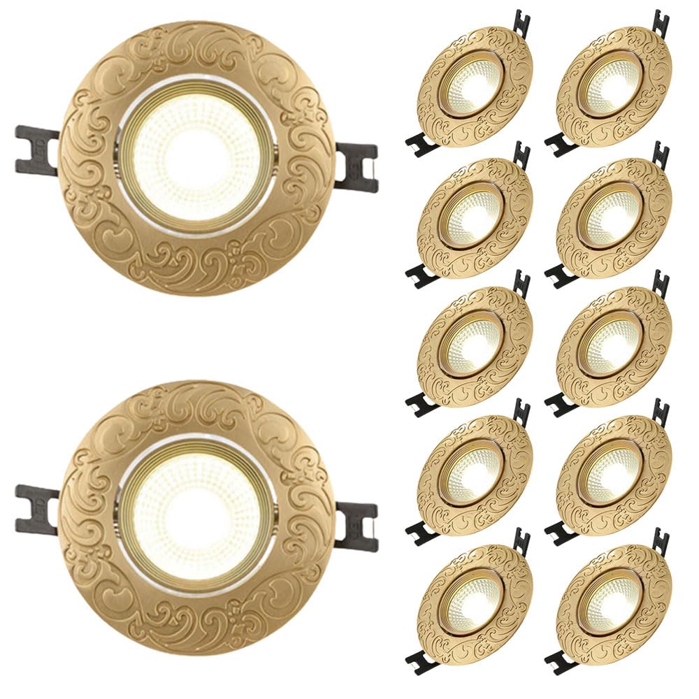 Spot LED encastrable 3W 5W 7W 9W, plafonnier directionnel trois tons laiton sculpté