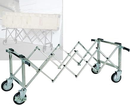 Fordable Coffin Cart, Aluminum Alloy Funeral Stretcher Truck Church Truck Casket Stand Trolley Cart Fordable Mortuary Supply Fordable Coffin Cart Silver