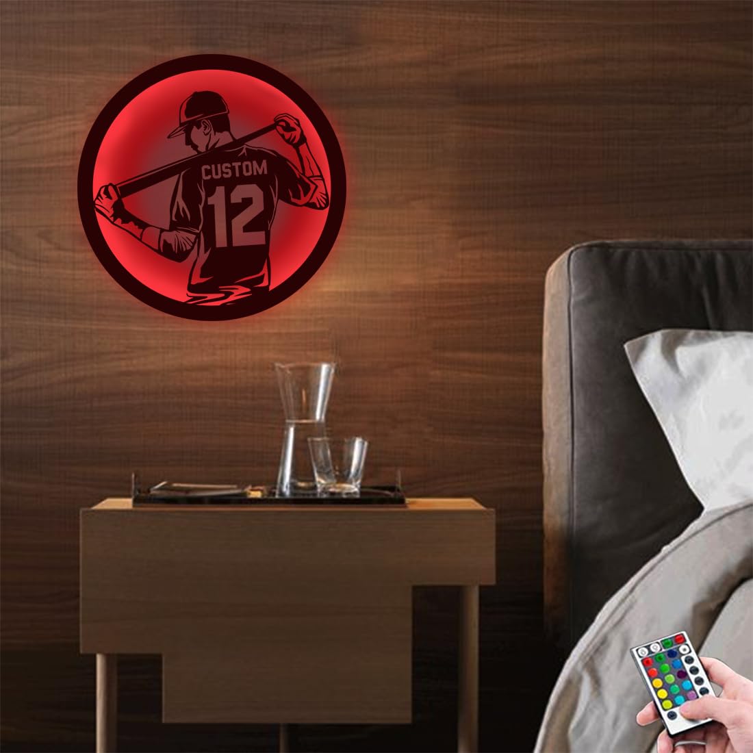 ALICESER Personalizzato giocatore di baseball metallo parete arte LED Light Sign, nome personalizzato Neon segno Home Decor, parete sfondo sport amante decorazione
