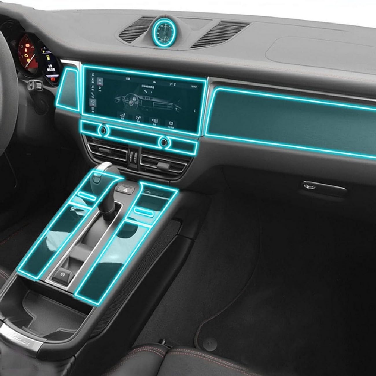 Film protection TPU voiture Porsche Macan 2022 console centrale gauche