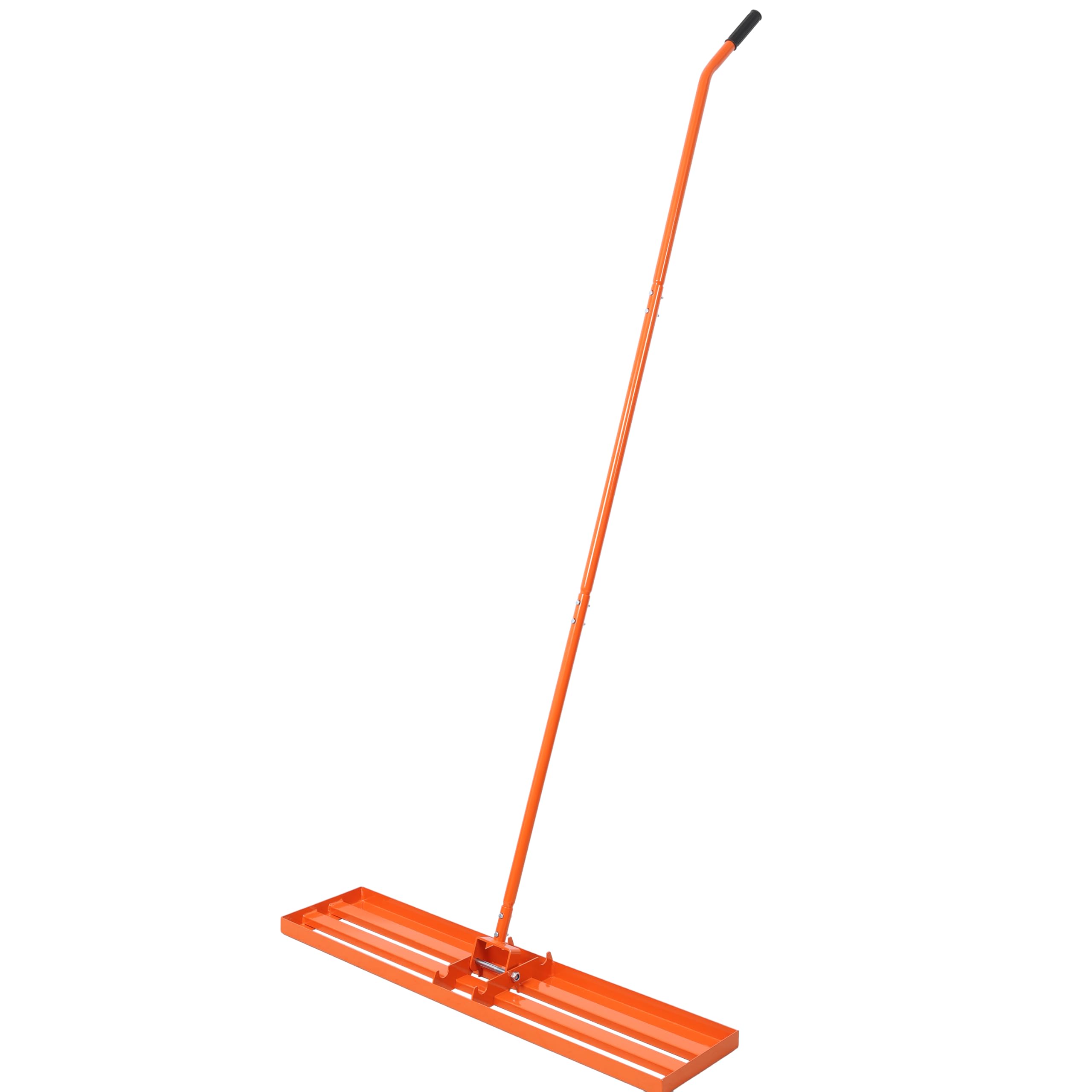 Lawn Leveller Rake with 3 Part Adjustable Handle, 76cm 91cm 106 cm Width, Orange, Heavy-Duty Steel Construction (36" x 10" / 91cm x 25cm)