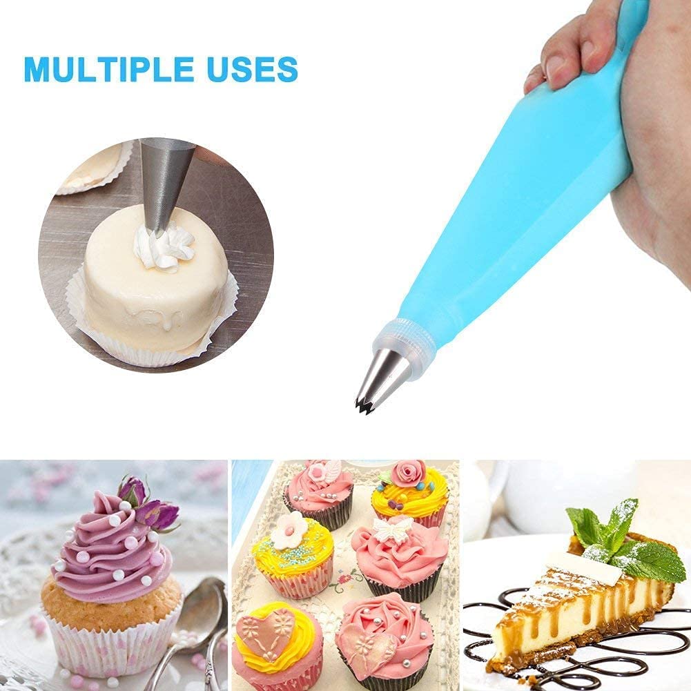 BAKING SET 40cm- Professional Reusable Silicone Icing Piping Bag for Cake/Cupcake/Pastry/Icecream Decorating Tool Icing Bag (Reusable) Pack of 2 3