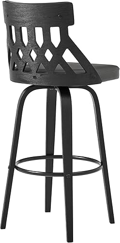 Miniatura 41 de Armen Living Jayden - Taburete de bar moderno giratorio de piel sintética gris y madera de nogal de 26 pulgadas para encimera de isla de cocina