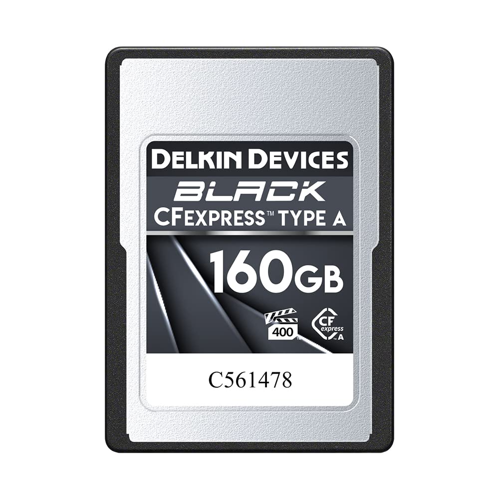 Delkin Devices CF Express Typ A Speicherkarte, 160 GB, bis zu 880 MB/s Lese- und 790 MB/s Schreibgeschwindigkeit, VPG 400 zertifiziert, Schwarz