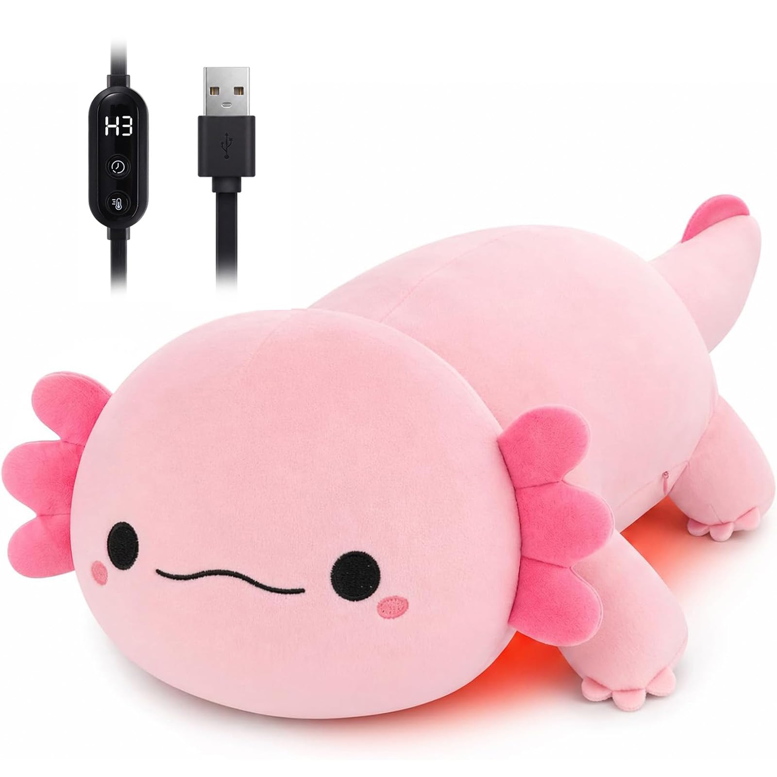 Axolotl Heating Pad for Period Cramps USB Power Heated Plush Stuffed Animal